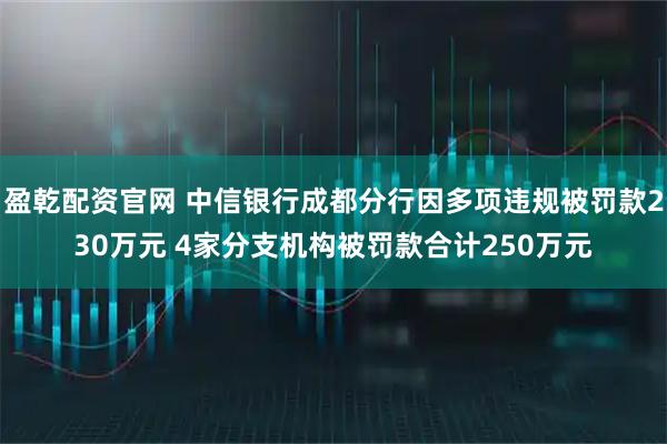 盈乾配资官网 中信银行成都分行因多项违规被罚款230万元 4家分支机构被罚款合计250万元